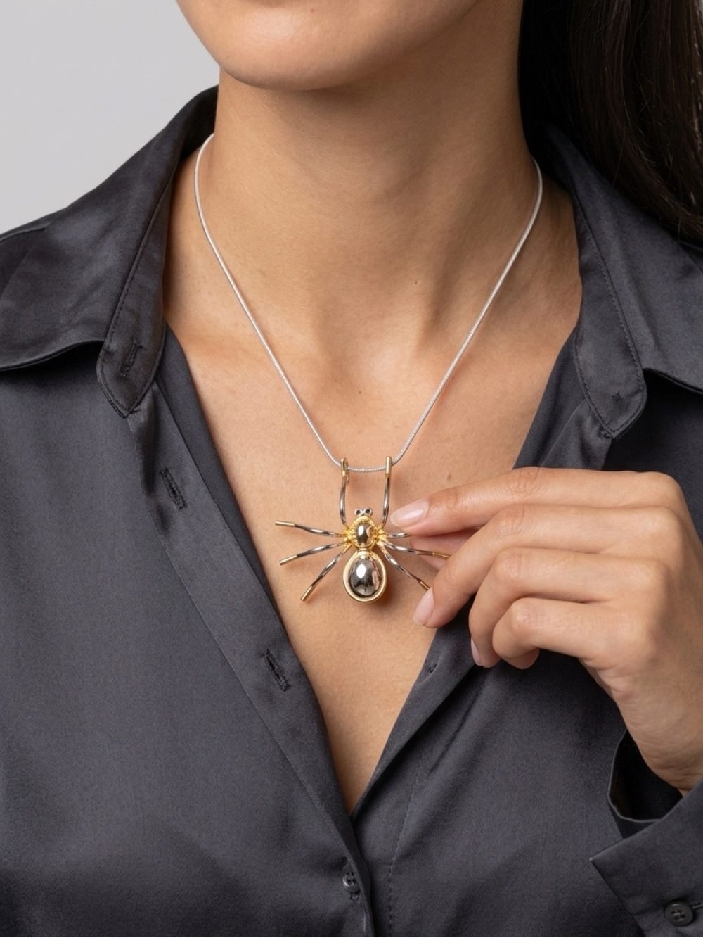 Gold Silver Large Spider Pendant &  Necklace - Women's Jewelry